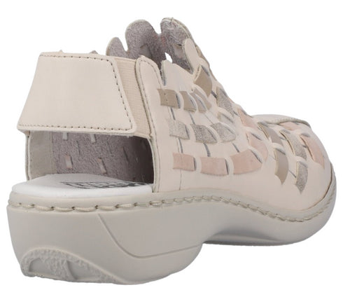 Pantofi casual, dama, RIEKER, ANTISTRESS, 413V8-60 crem, piele naturala